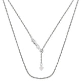 14k White Gold Adjustable Rope Chain Necklace, 1.0mm, 22"