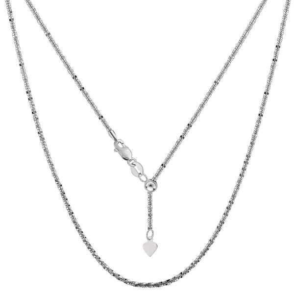 14k White Gold Adjustable Sparkle Chain Necklace, 1.5mm, 22"