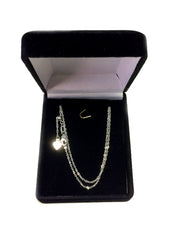 Collana a catena a maglie Singapore regolabile in oro bianco 14k, 1,15 mm, 22" gioielli di design per uomini e donne