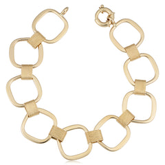 Bracelet pour femme à maillons carrés fantaisie en or jaune 14 carats, bijoux de créateurs fins de 7,5 pouces pour hommes et femmes