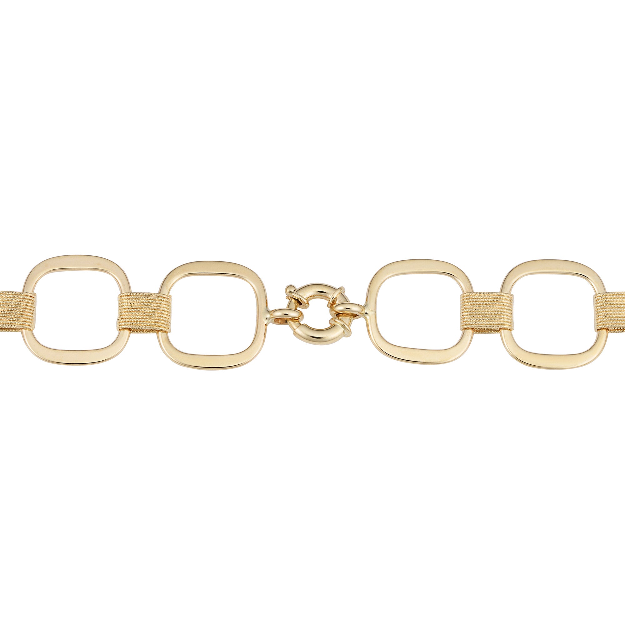 14k Yellow Gold Fancy Square Link Womens Bracelet, 7.5" fine designer jewelry for men and women