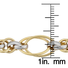 Bracelet pour femme à double maillon ovale en or bicolore 14 carats, bijoux de créateurs fins de 7,5 po pour hommes et femmes