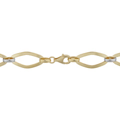 14k White And Yellow Gold Marquise Link Womens Bracelet, 7.75" fine designer jewelry for men and women