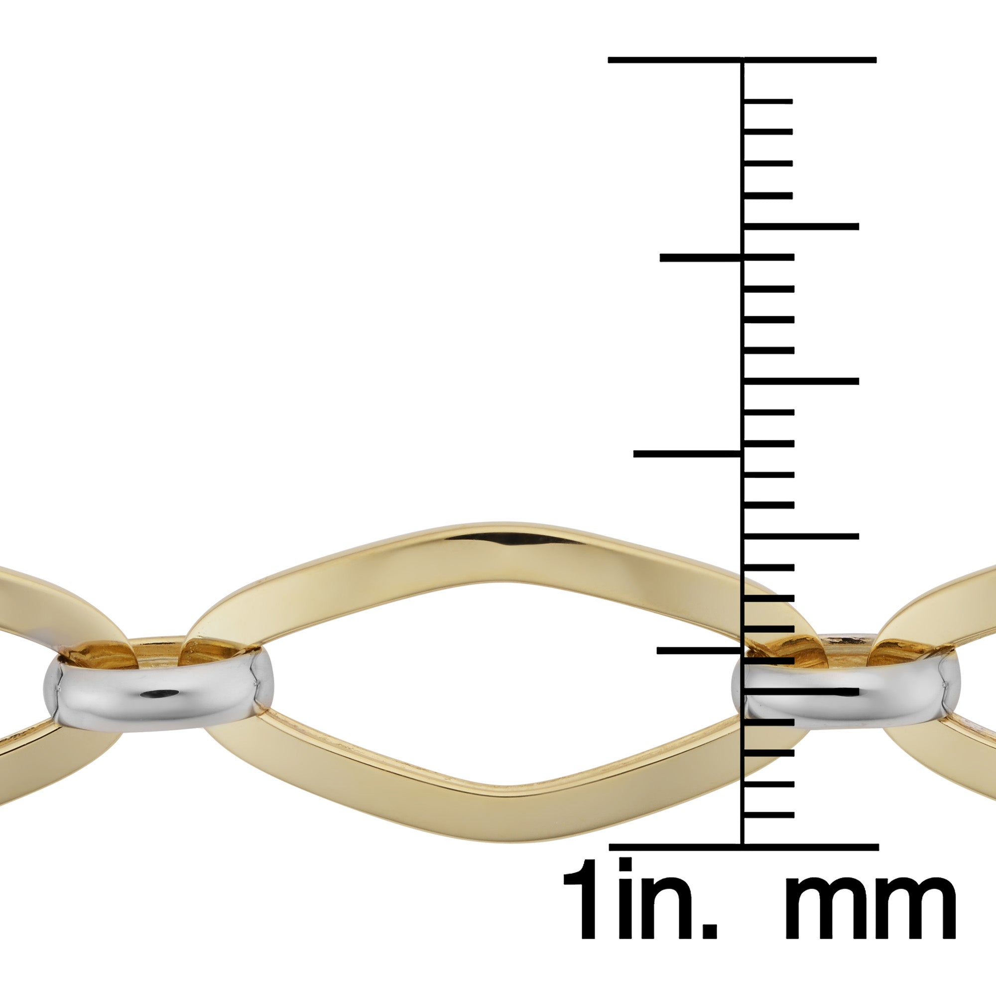 14k White And Yellow Gold Marquise Link Womens Bracelet, 7.75" fine designer jewelry for men and women
