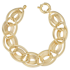 14k Yellow Gold Fancy Oval Link Womens Bracelet, 7.75" fine designer jewelry for men and women