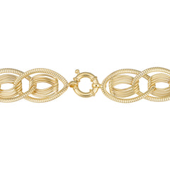 Bracelet pour femme à maillons ovales fantaisie en or jaune 14 carats, bijoux de créateur fins de 7,75 pouces pour hommes et femmes
