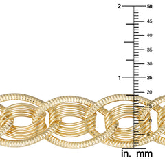 Bracelet pour femme à maillons ovales fantaisie en or jaune 14 carats, bijoux de créateur fins de 7,75 pouces pour hommes et femmes