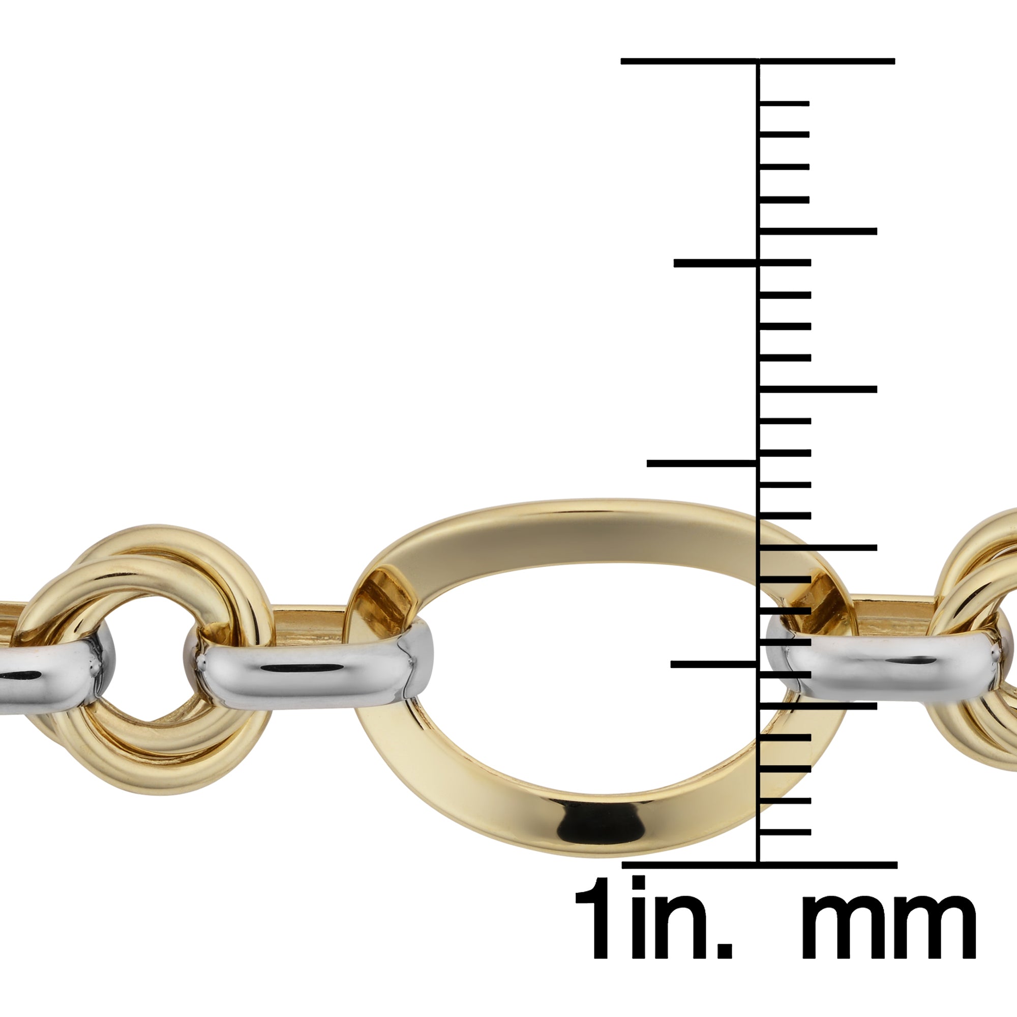 14k hvidt og gult guld ovalt armbånd til kvinder, 7,5" fine designersmykker til mænd og kvinder