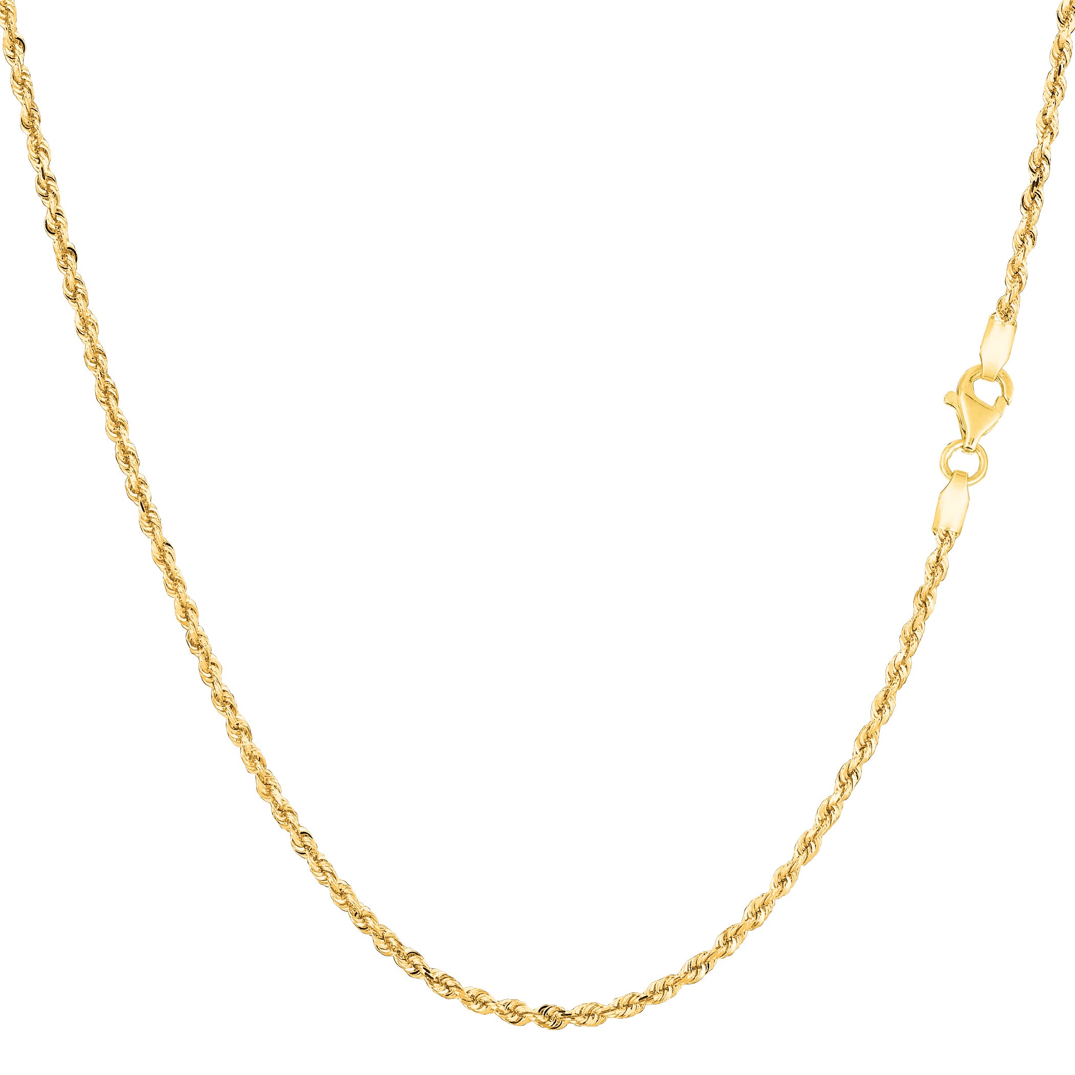 Collier chaîne en corde taillée en diamant en or massif jaune 14 carats, bijoux de créateur fins de 1,25 mm pour hommes et femmes