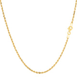 14k Yellow Solid Gold Diamond Cut Rope Chain Necklace , 1.25mm