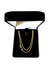 Collana a catena con corda in oro massiccio giallo 14k con taglio a diamante, gioielli di design da 1,25 mm per uomini e donne