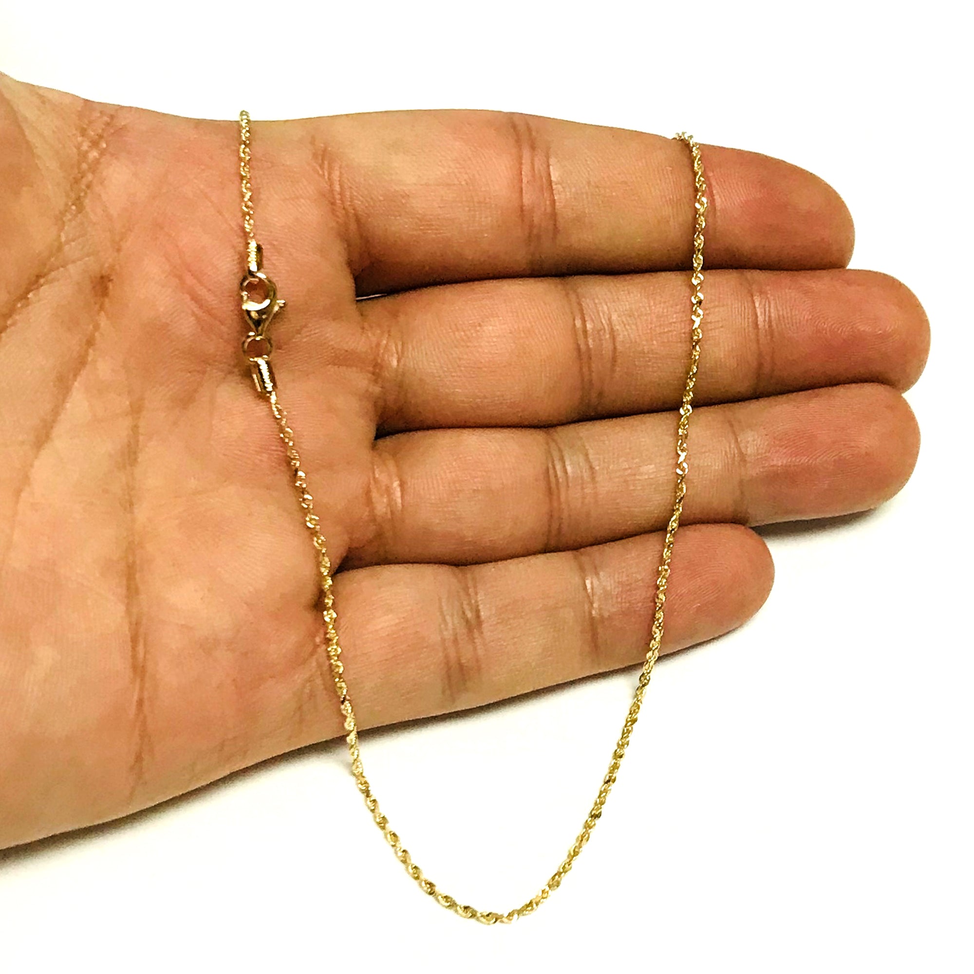 Collier chaîne en corde taillée en diamant en or massif jaune 14 carats, bijoux de créateur fins de 1,25 mm pour hommes et femmes