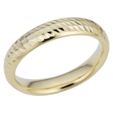 14k Yellow Gold Diamond Cut 4mm Wide Hollow Wedding Band Ring