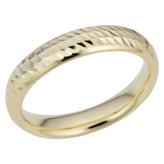 14k Yellow Gold Diamond Cut 4mm Wide Hollow Wedding Band Ring fine designer jewelry for men and women