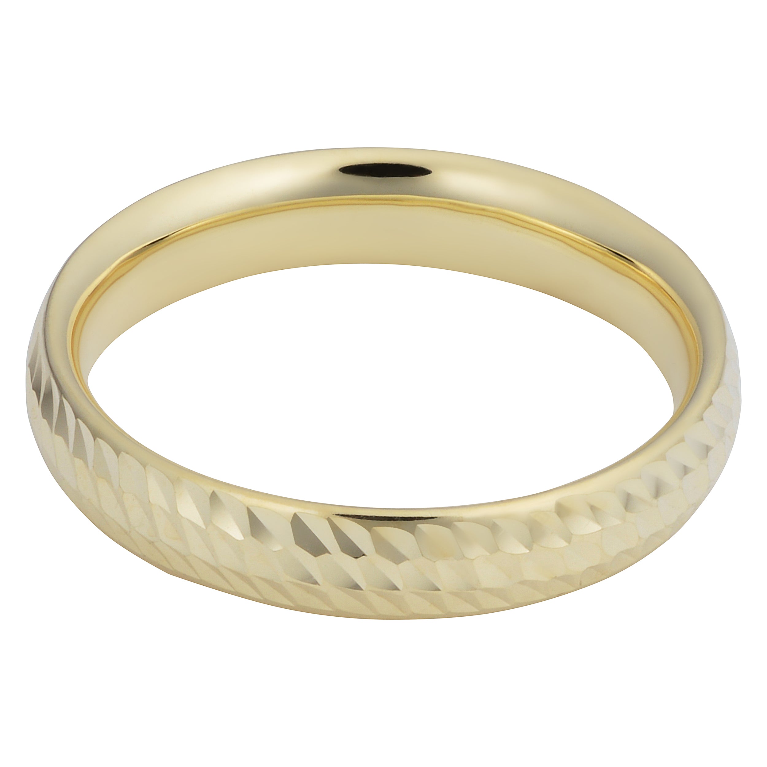 14k Yellow Gold Diamond Cut 4mm Wide Hollow Wedding Band Ring fine designer jewelry for men and women