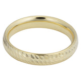 14k Yellow Gold Diamond Cut 4mm Wide Hollow Wedding Band Ring
