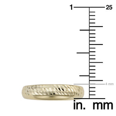 14k Yellow Gold Diamond Cut 4mm Wide Hollow Wedding Band Ring fine designer jewelry for men and women