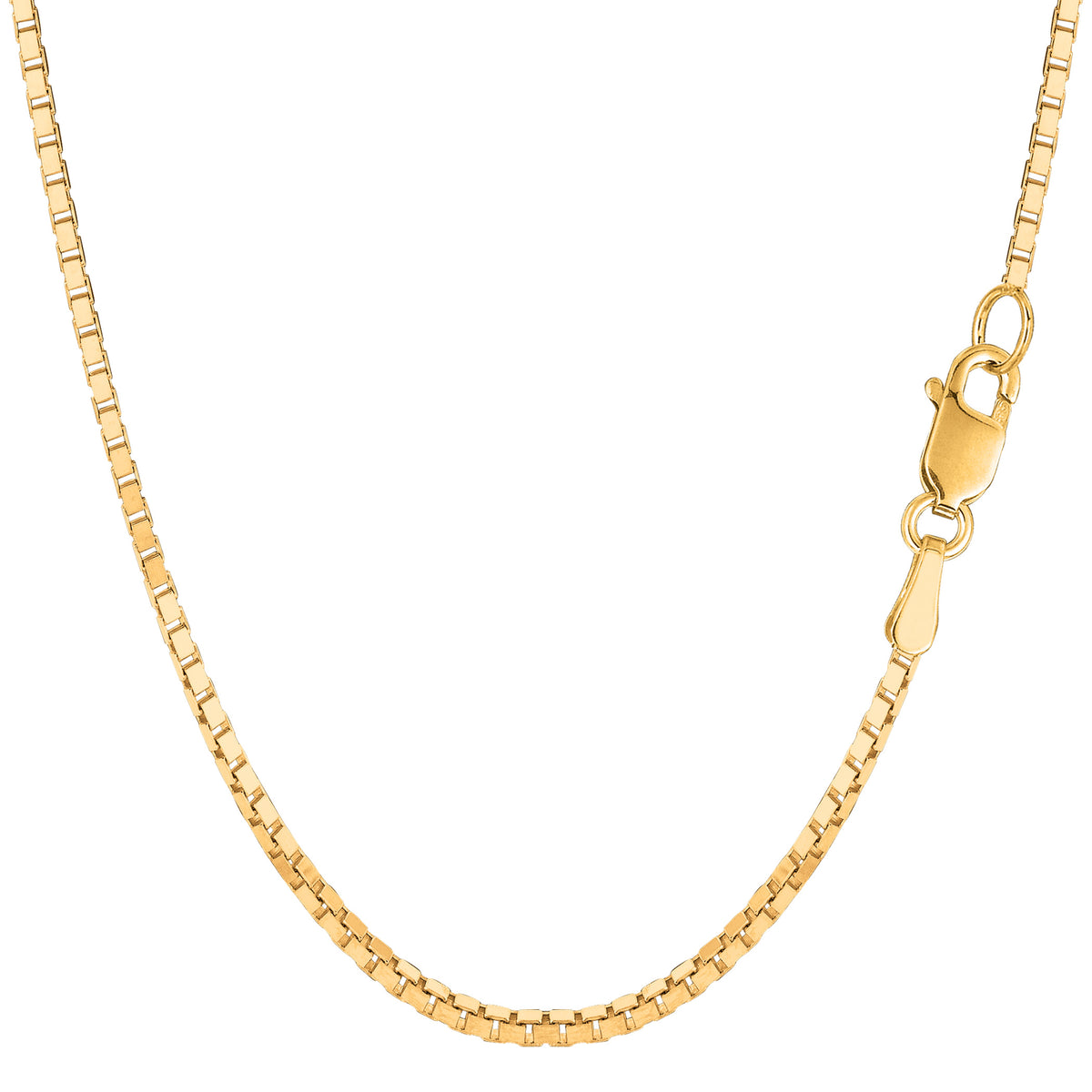 14k Yellow Solid Gold Mirror Box Chain Necklace, 1.7mm