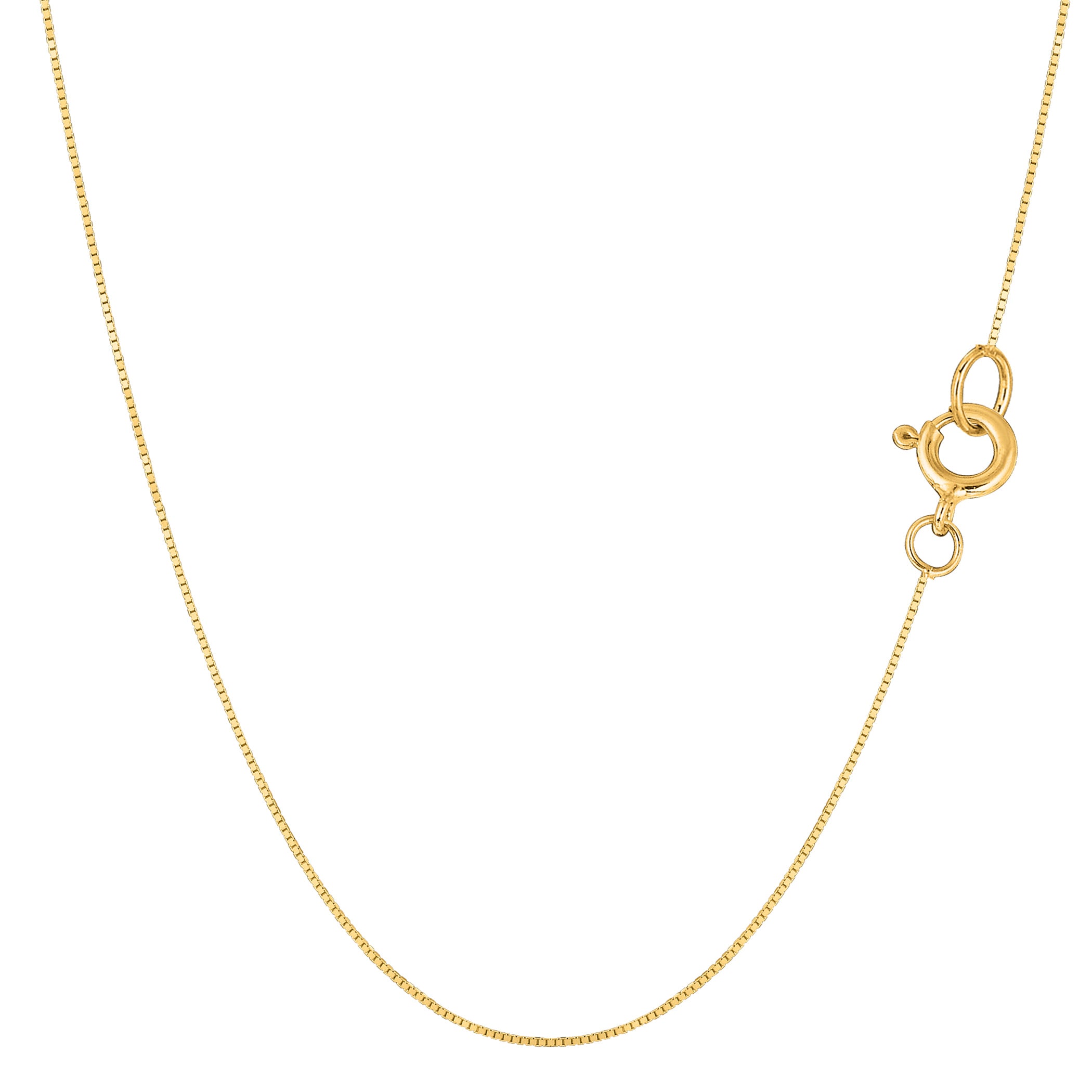 Collar de cadena con caja de espejo de oro macizo amarillo de 14 quilates, joyería fina de diseño de 0,45 mm para hombres y mujeres