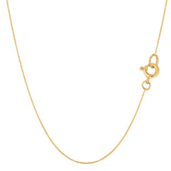 14k Yellow Solid Gold Mirror Box Chain Necklace, 0.45mm