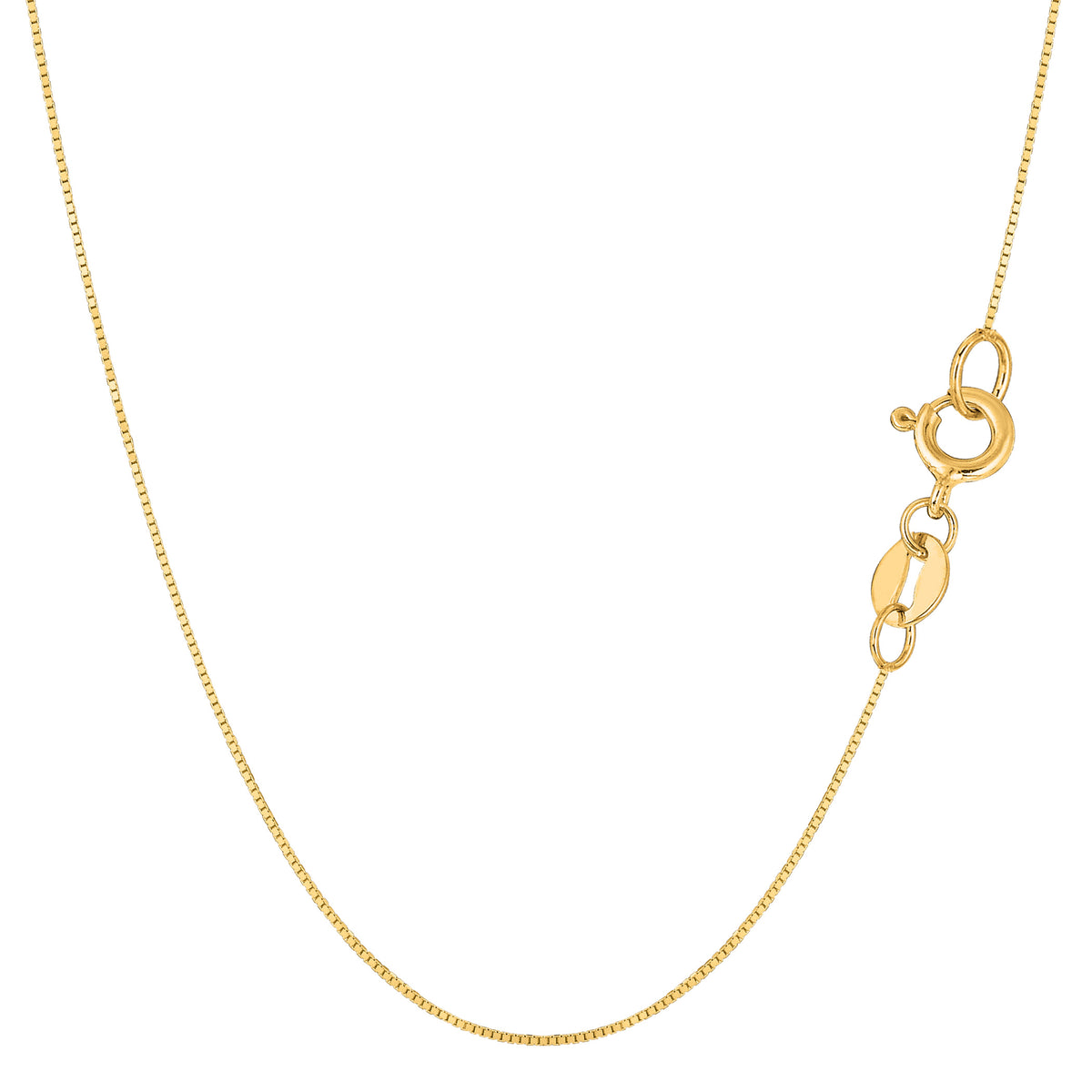 14k Yellow Solid Gold Mirror Box Chain Necklace, 0.6mm