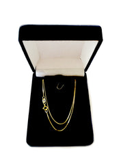 14k Yellow Solid Gold Mirror Box Chain Necklace, 0.6mm