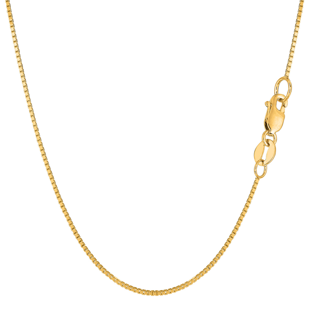Collier de chaîne de boîte de miroir en or massif jaune 14 carats, bijoux de créateur fins de 0,8 mm pour hommes et femmes