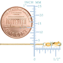 14k gult massivt guld spegelboxkedja halsband, 0,8 mm fina designersmycken för män och kvinnor