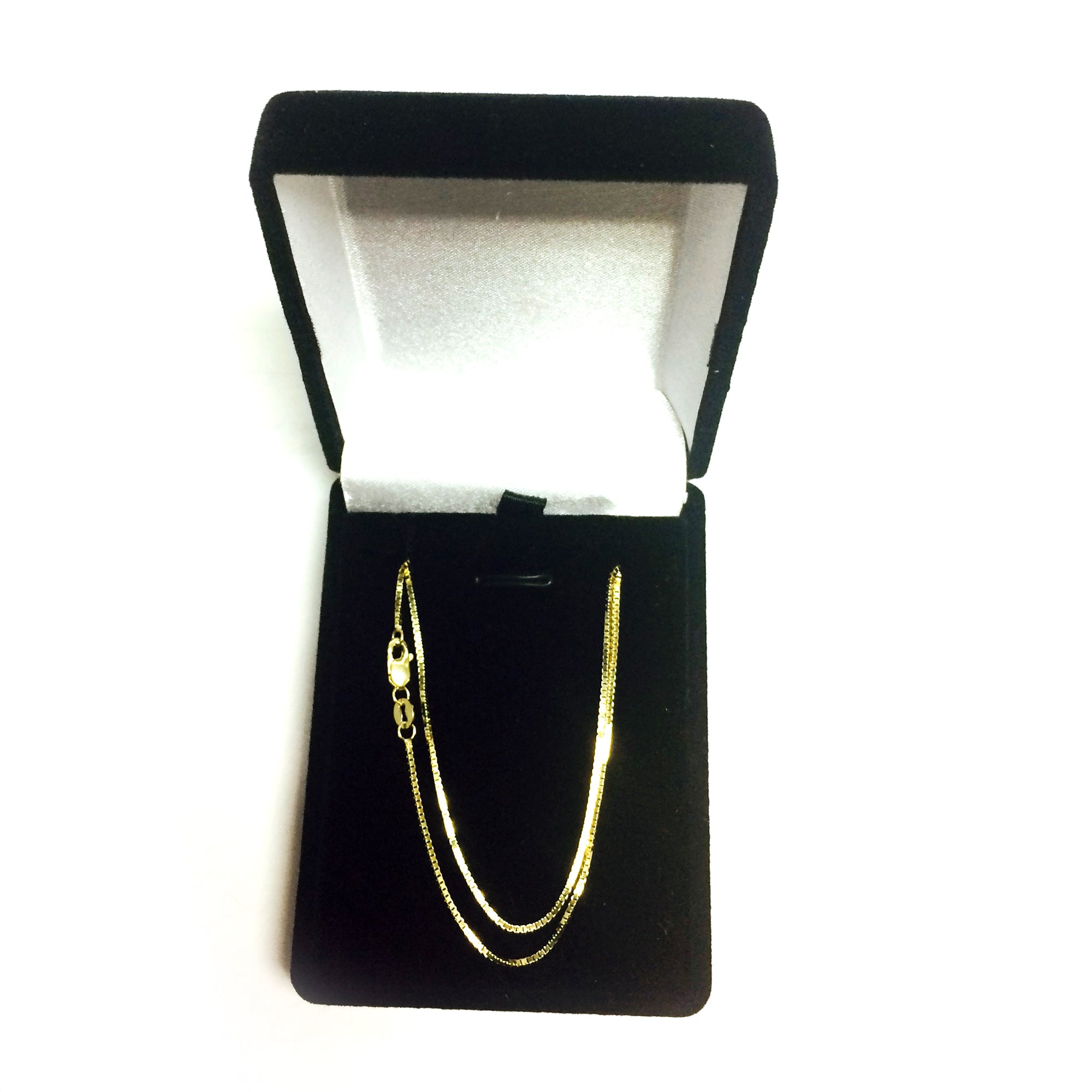 14k Yellow Solid Gold Mirror Box Chain Necklace, 1mm