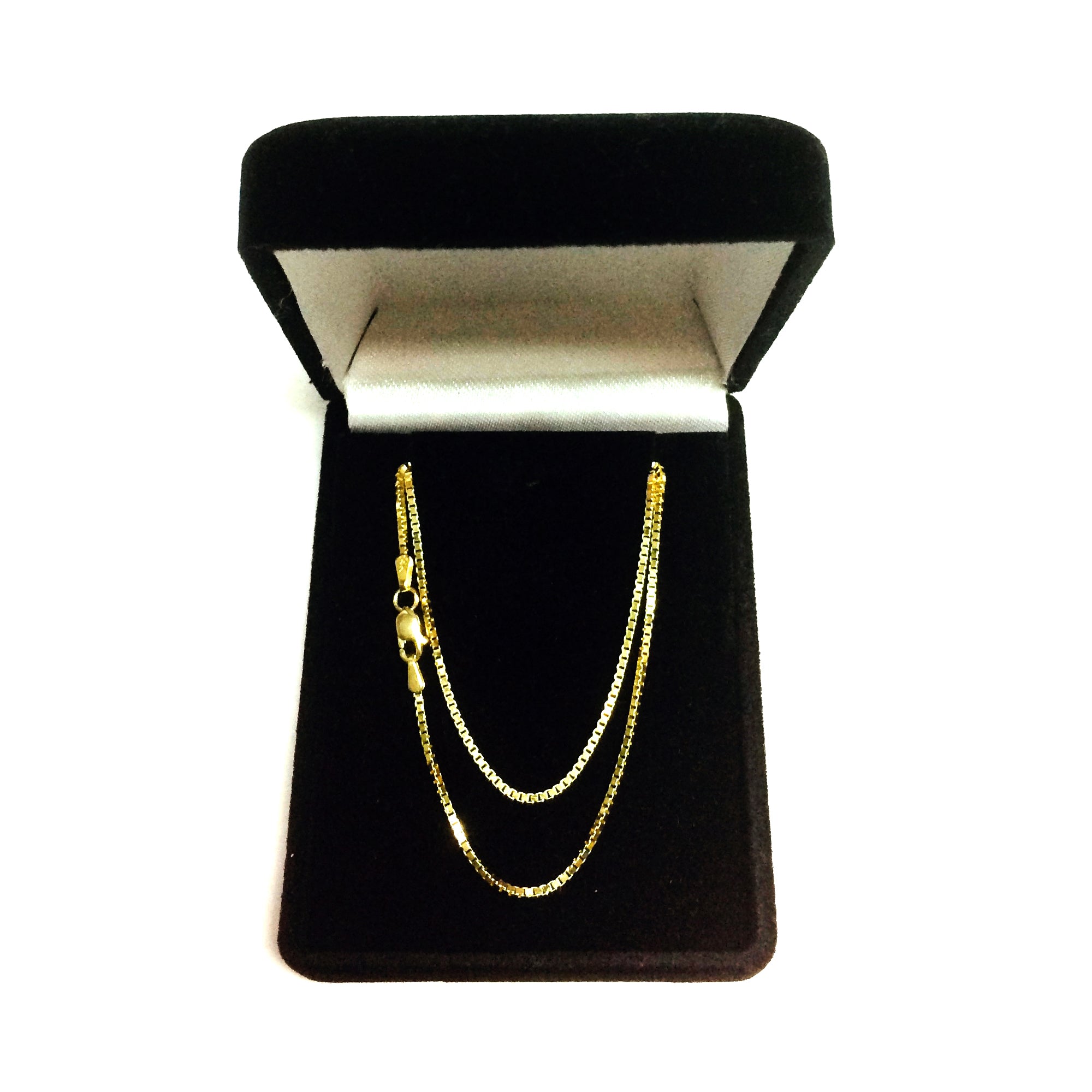 14k Yellow Solid Gold Mirror Box Chain Necklace, 1.2mm