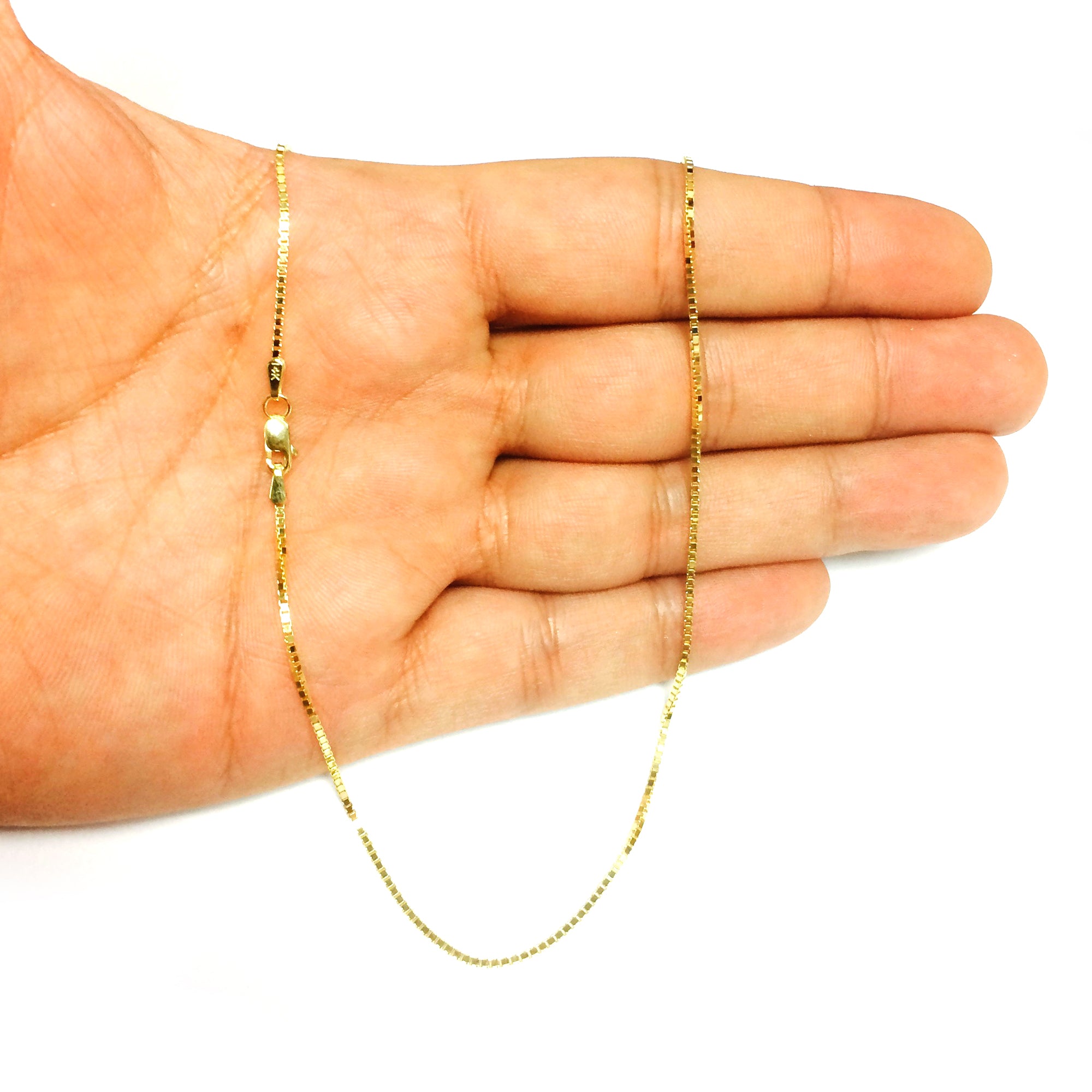 14k Yellow Solid Gold Mirror Box Chain Necklace 1.2mm