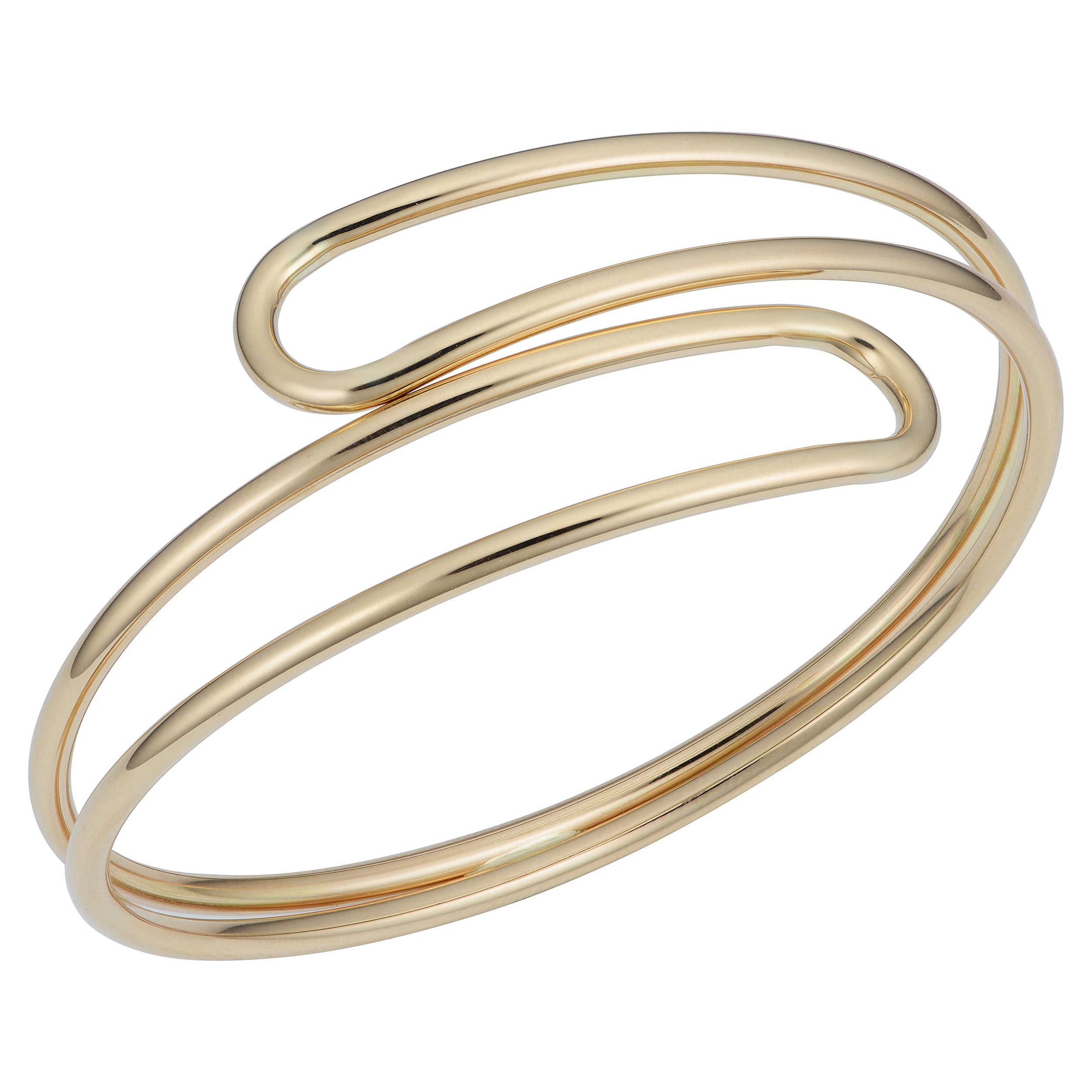 10k Yellow Gold Bypass Women's Bangle Bracelet, 7.5" fine designer jewelry for men and women