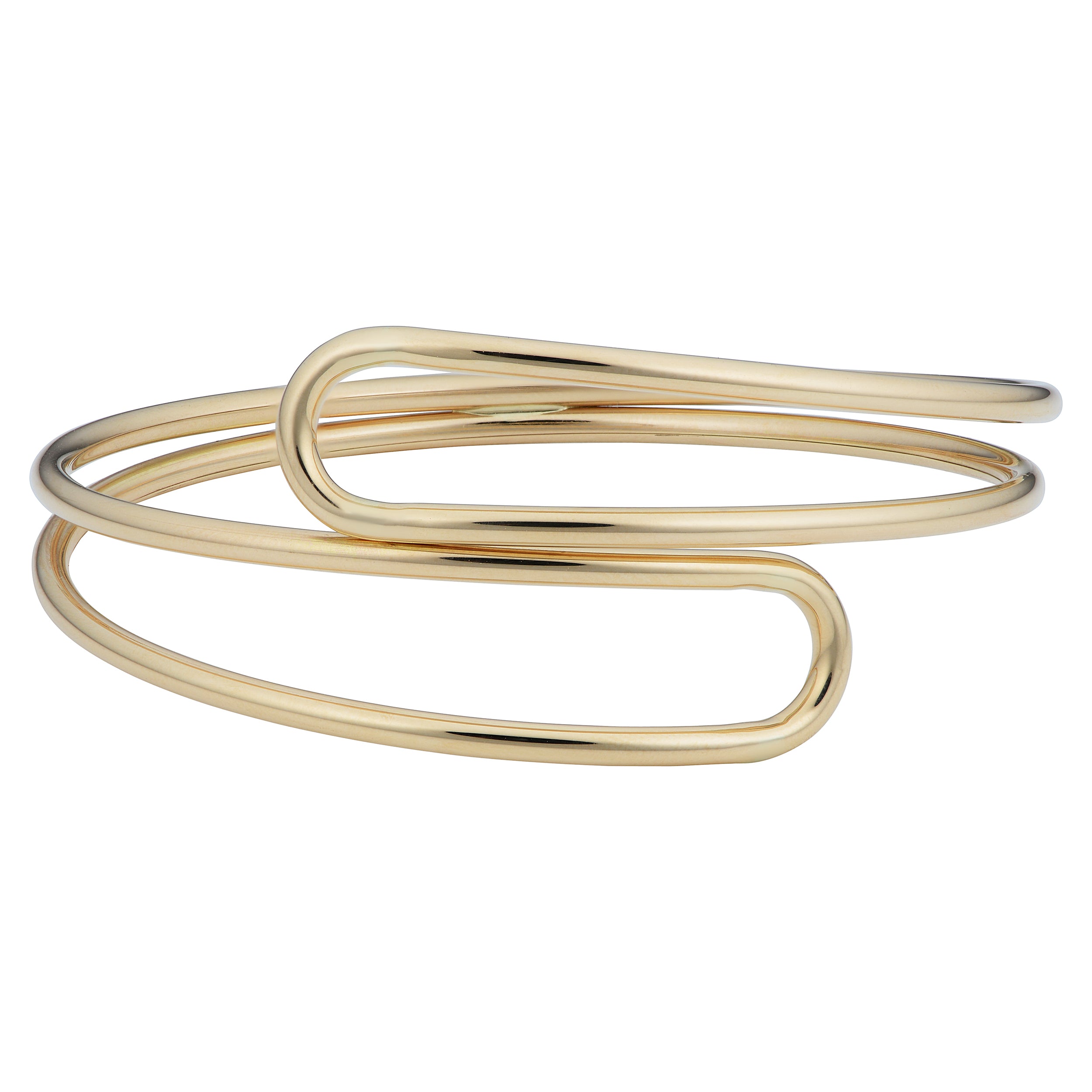 10k Yellow Gold Bypass Women's Bangle Bracelet, 7.5" fine designer jewelry for men and women