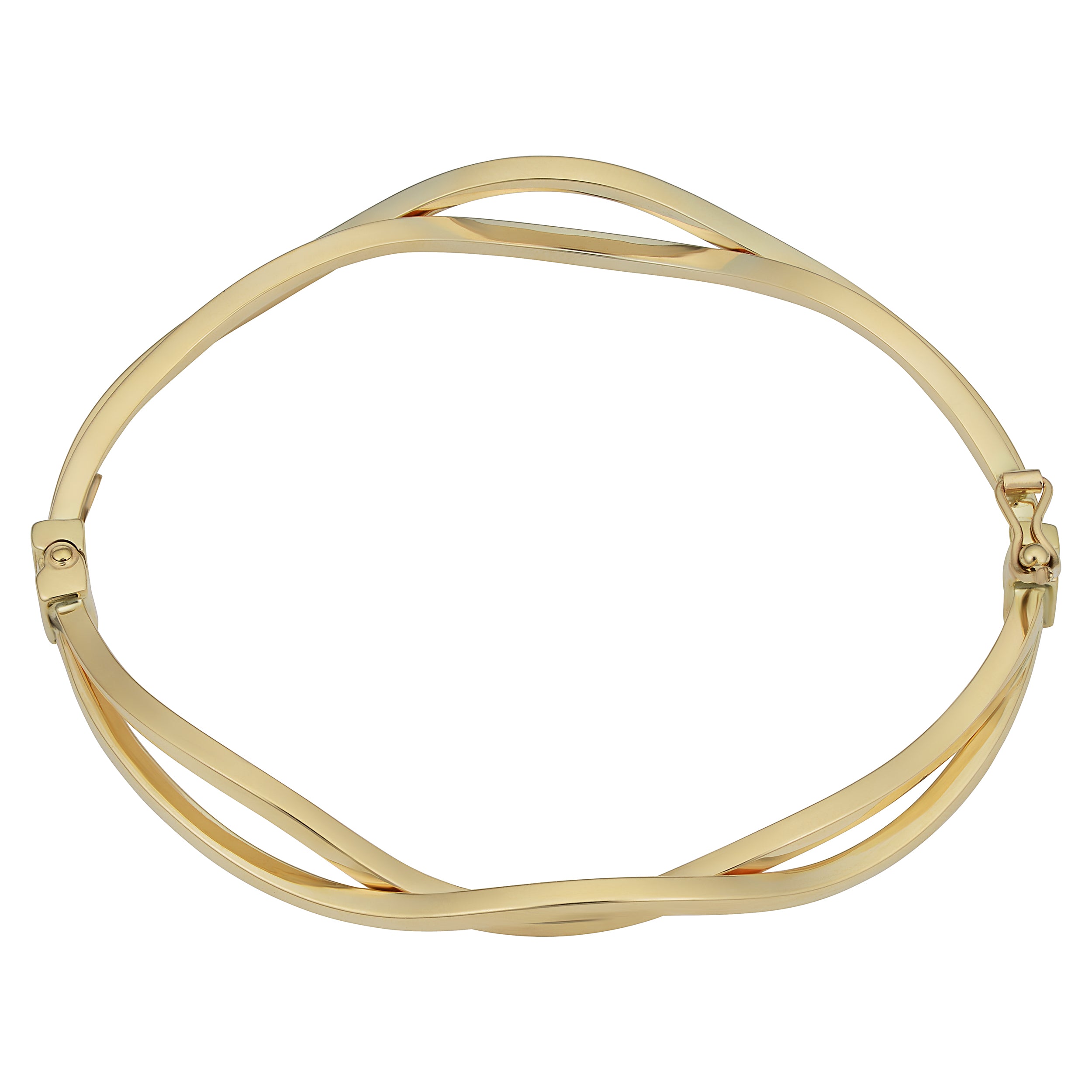 Brazalete ondulado de oro amarillo de 14 quilates para mujer, joyería fina de diseño de 7,5" para hombres y mujeres