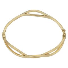 14k Yellow Gold Wavy Women's Bangle Bracelet, 7.5" fine designer jewelry for men and women