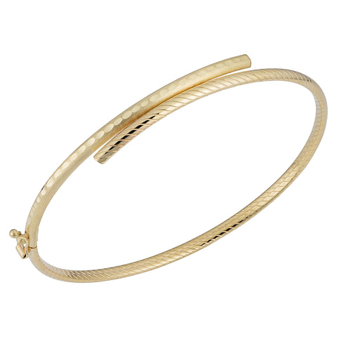 14k Yellow Gold Bypass Women's Bangle Bracelet, 7.5"