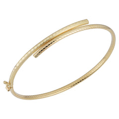 Bracelet jonc Bypass en or jaune 14 carats pour femmes, bijoux de créateurs fins de 7,5 pouces pour hommes et femmes