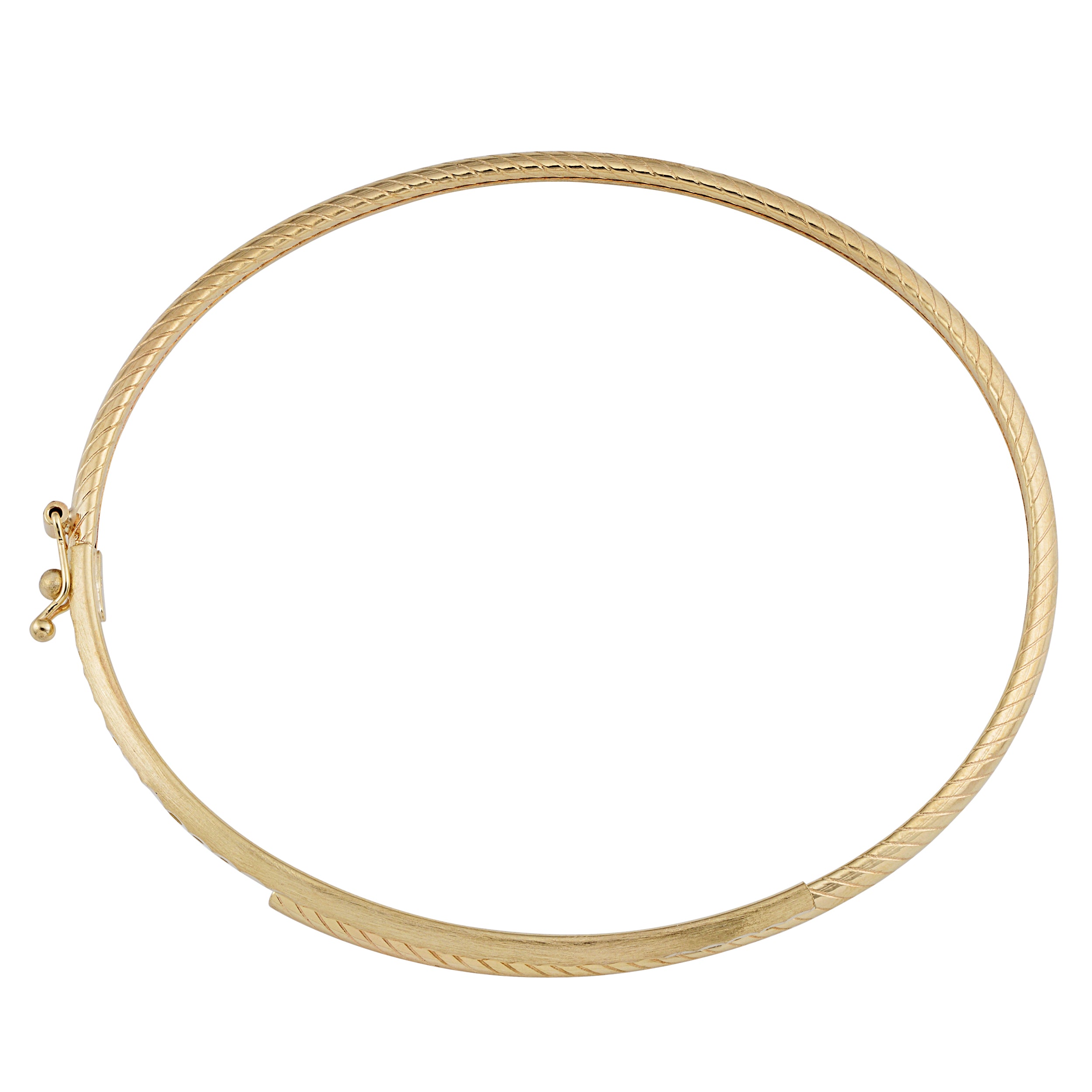 Bracciale rigido da donna bypass in oro giallo 14k, gioielleria raffinata da 7,5" per uomini e donne