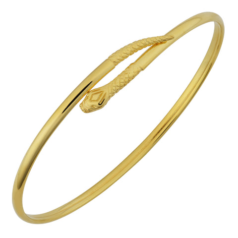 14k Yellow Gold Snake Women's Bangle Bracelet, 7.5"