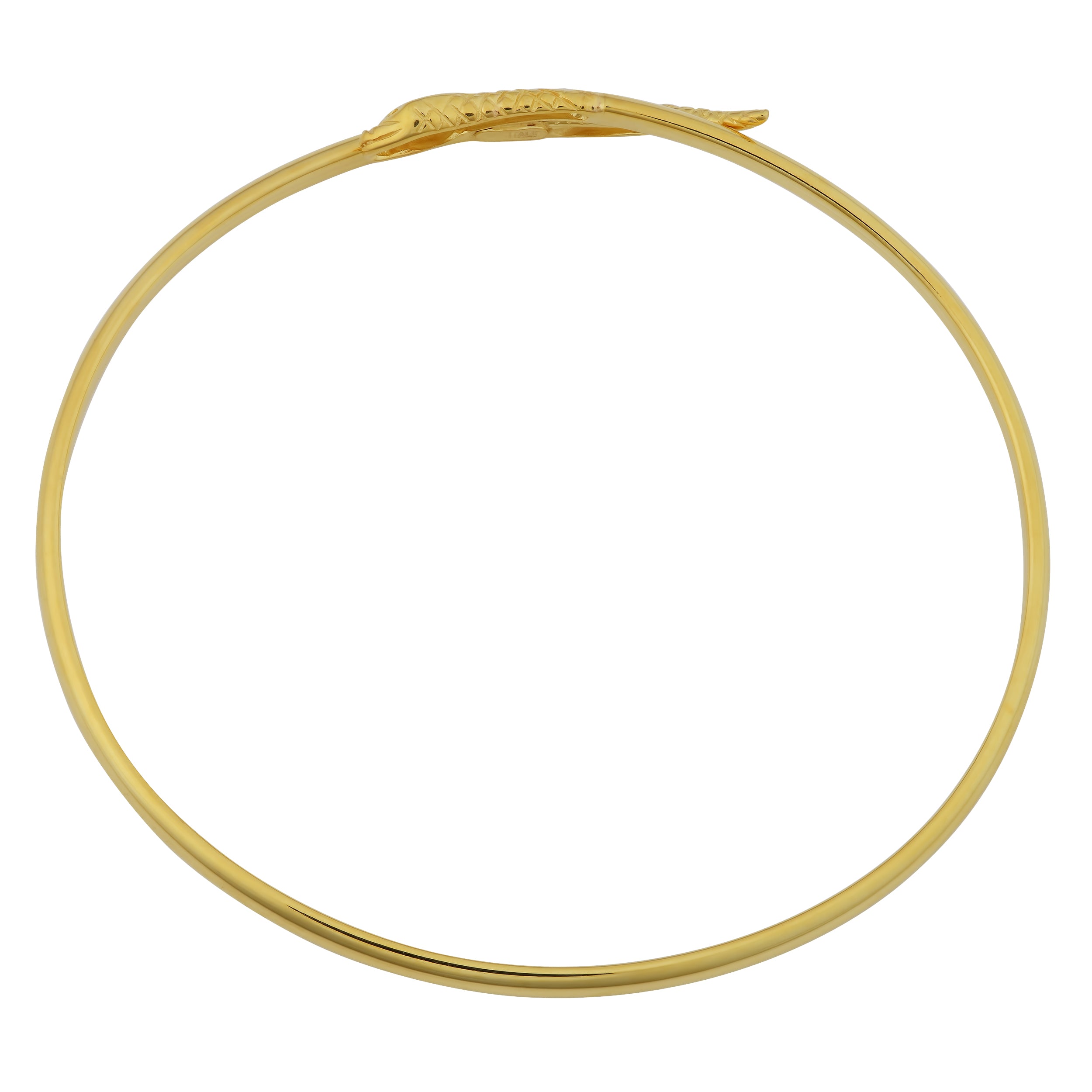 14k Yellow Gold Snake Women's Bangle Bracelet, 7.5" fine designer jewelry for men and women