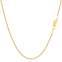 14k Yellow Gold Round Diamond Cut Wheat Chain Necklace, 1.0mm fine designer jewelry for men and women