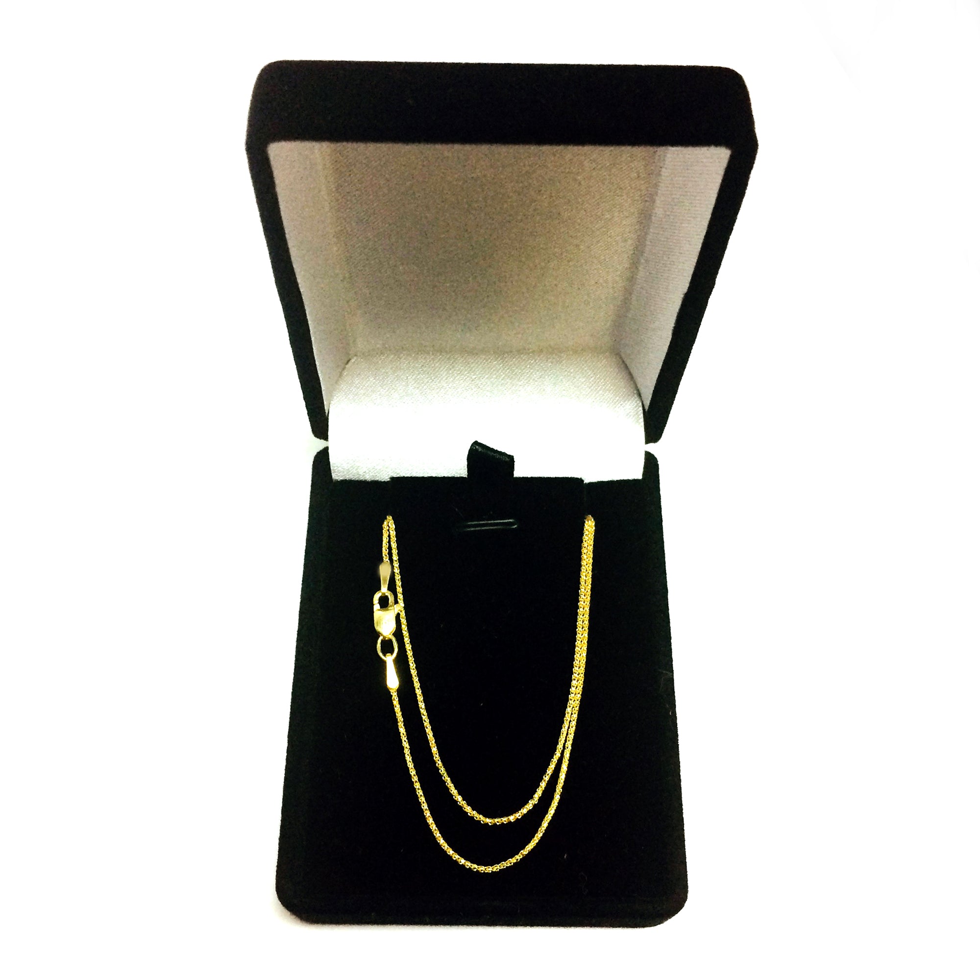 14k Yellow Gold Round Diamond Cut Wheat Chain Necklace, 1.0mm fine designer jewelry for men and women