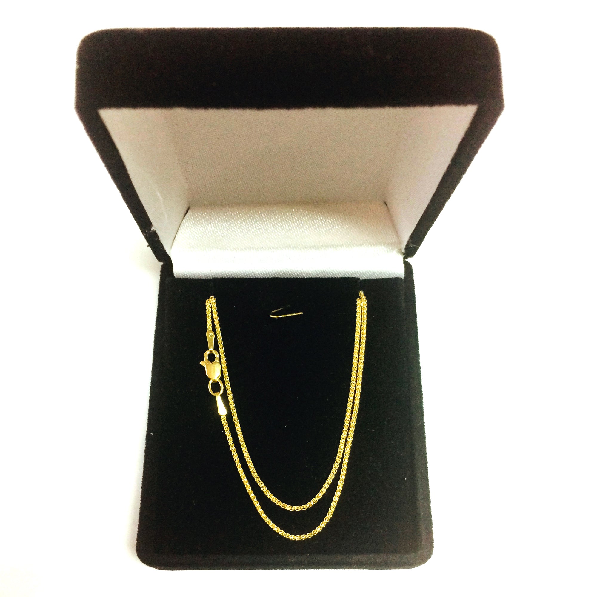 Collar de cadena de trigo con corte de diamante redondo de oro amarillo de 14 quilates, joyería fina de diseño de 1,15 mm para hombres y mujeres