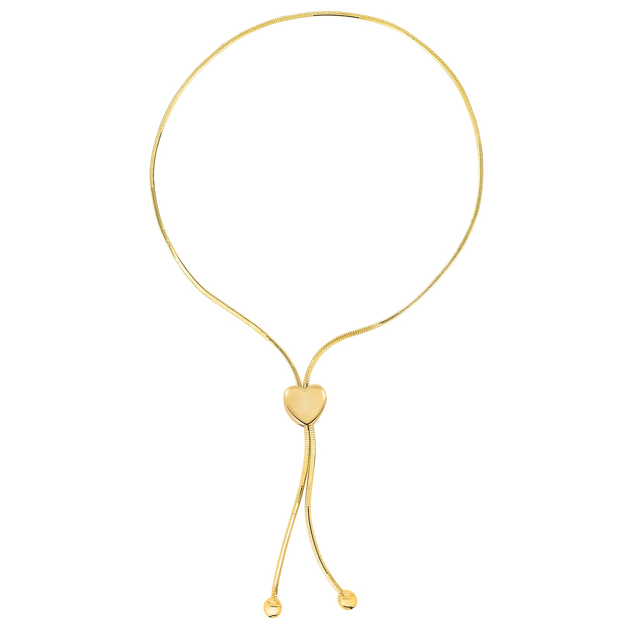 Lariat Type With Heart Clasp Bolo Friendship Adjustable Bracelet In 14K Yellow Gold, 9.25" fine designer jewelry for men and women