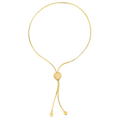 Lariat Type With Heart Clasp Bolo Friendship Adjustable Bracelet In 14K Yellow Gold, 9.25" fine designer jewelry for men and women