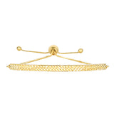 14K Yellow Gold Diamond Cut Curved Bar Element Anchored on Box Chain Adjustable Bracelet , 9.25"