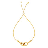 14k Yellow Gold Adjustable Rings Charms Bolo Bracelet, 9.25"