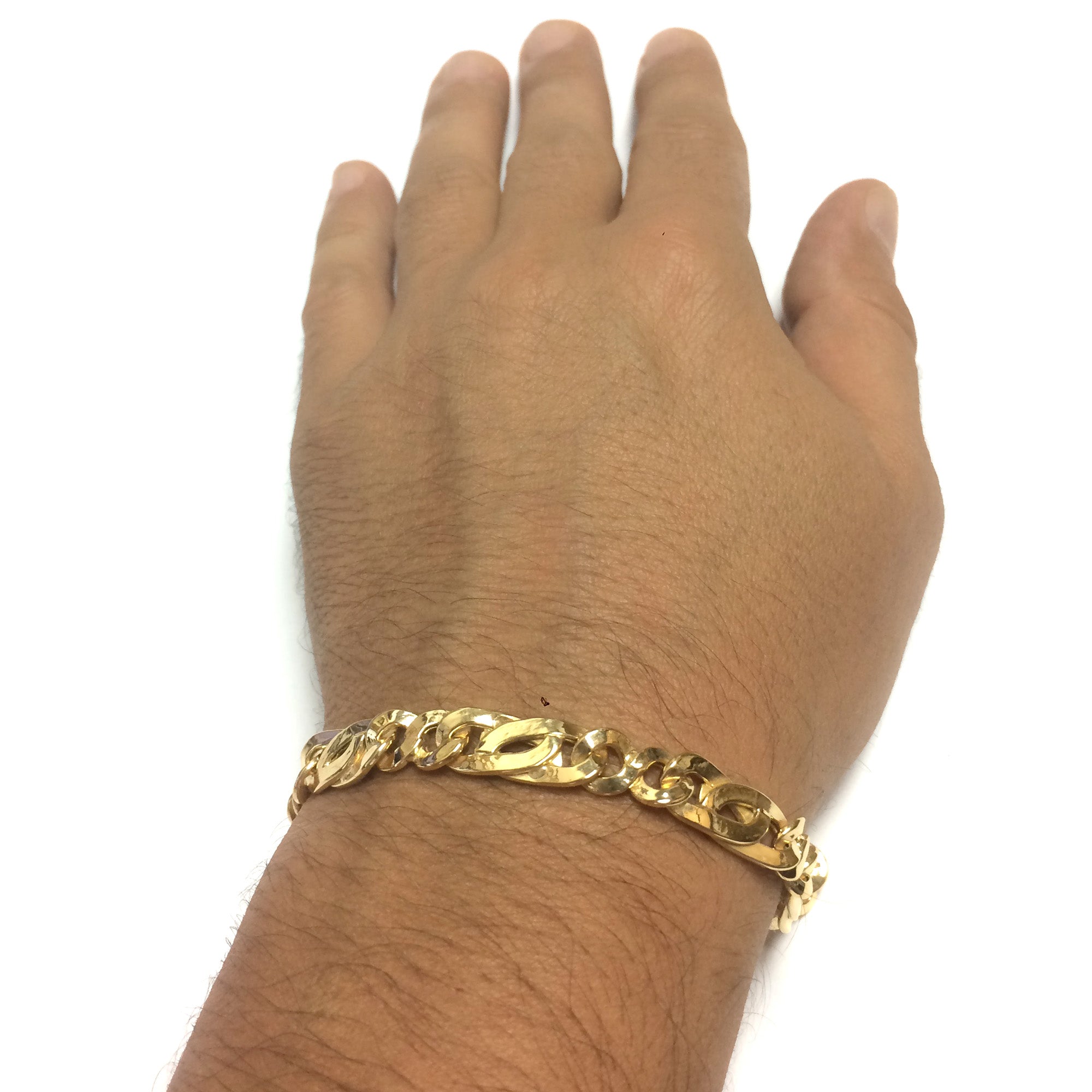 Pulsera para hombre con eslabones infinitos de oro amarillo de 14 quilates, joyería fina de diseño de 8,5" para hombres y mujeres