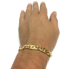Bracelet pour hommes Fancy Infinity Link en or jaune 14 carats, bijoux de créateurs fins de 8,5 pouces pour hommes et femmes