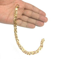 Bracelet pour hommes Fancy Infinity Link en or jaune 14 carats, bijoux de créateurs fins de 8,5 pouces pour hommes et femmes